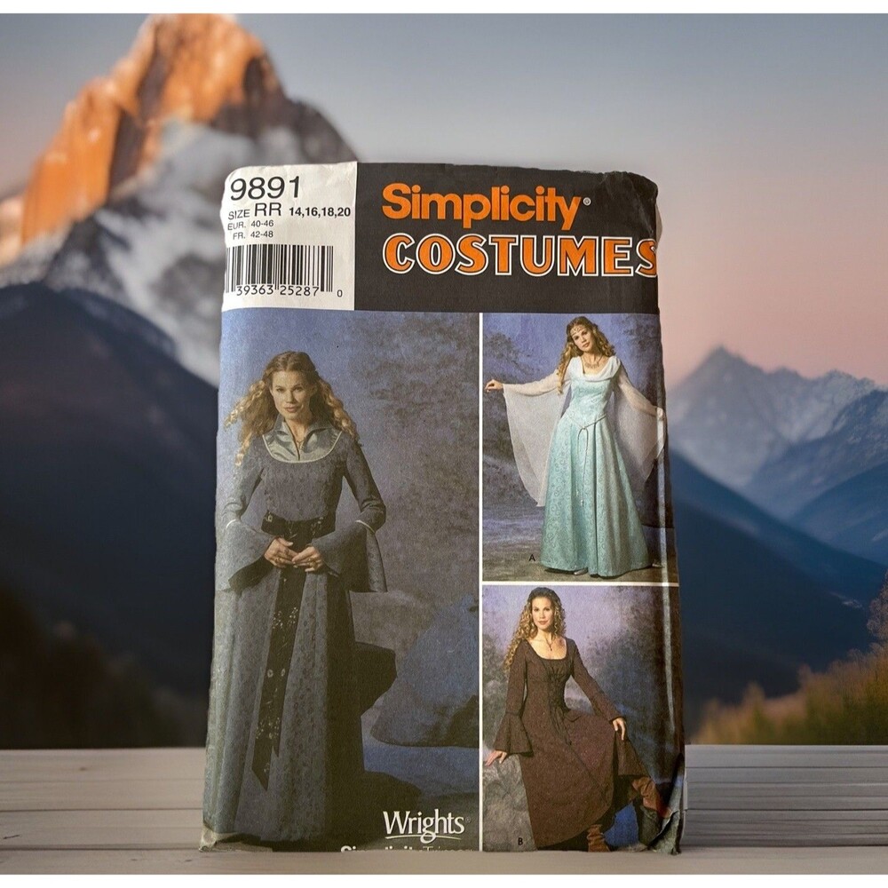 Simplicity Costumes Long Dress Uncut Pattern 9891 14-20 Fantasy Cosplay Wedding